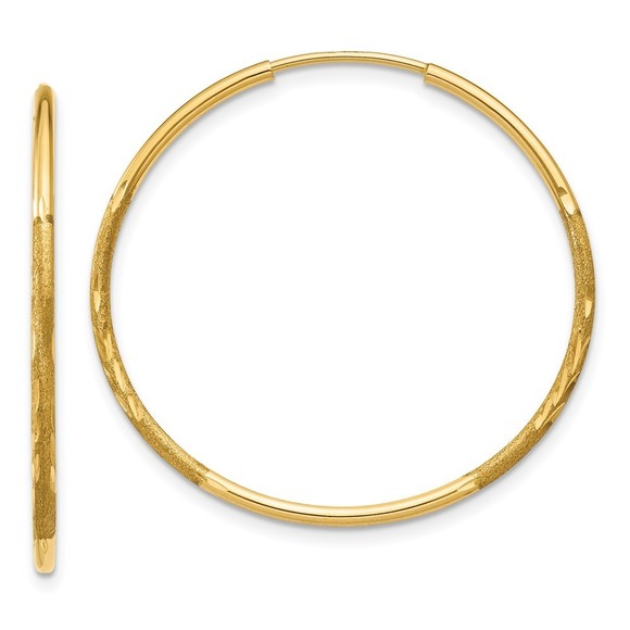 14k Yellow Gold 1.25mm Diamond-cut Endless Hoop Earring 26 L x 26 mm W
